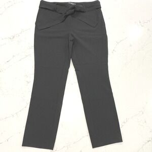 J&L Atelier Pull On Ankle Pants Womens M Black Tie Front Career Office Business
